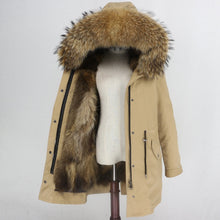 Load image into Gallery viewer, 2019 Real Fur Coat Winter Jacket Women Long Parka Waterproof Big Natural Raccoon Fur Collar Hood Thick Warm Real Fox Fur Liner