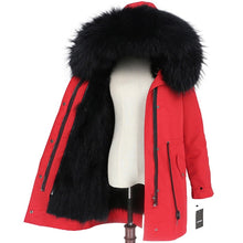 Load image into Gallery viewer, 2019 Real Fur Coat Winter Jacket Women Long Parka Waterproof Big Natural Raccoon Fur Collar Hood Thick Warm Real Fox Fur Liner