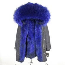 Load image into Gallery viewer, 2019 Real Fur Coat Winter Jacket Women Long Parka Waterproof Big Natural Raccoon Fur Collar Hood Thick Warm Real Fox Fur Liner