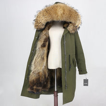 Load image into Gallery viewer, 2019 Real Fur Coat Winter Jacket Women Long Parka Waterproof Big Natural Raccoon Fur Collar Hood Thick Warm Real Fox Fur Liner