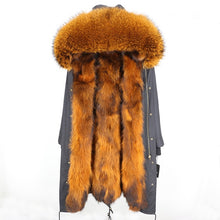 Load image into Gallery viewer, 2019 Real Fur Coat Winter Jacket Women Long Parka Waterproof Big Natural Raccoon Fur Collar Hood Thick Warm Real Fox Fur Liner