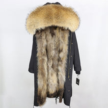 Load image into Gallery viewer, 2019 Real Fur Coat Winter Jacket Women Long Parka Waterproof Big Natural Raccoon Fur Collar Hood Thick Warm Real Fox Fur Liner