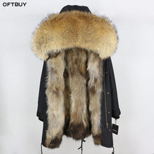 Load image into Gallery viewer, 2019 Real Fur Coat Winter Jacket Women Long Parka Waterproof Big Natural Raccoon Fur Collar Hood Thick Warm Real Fox Fur Liner
